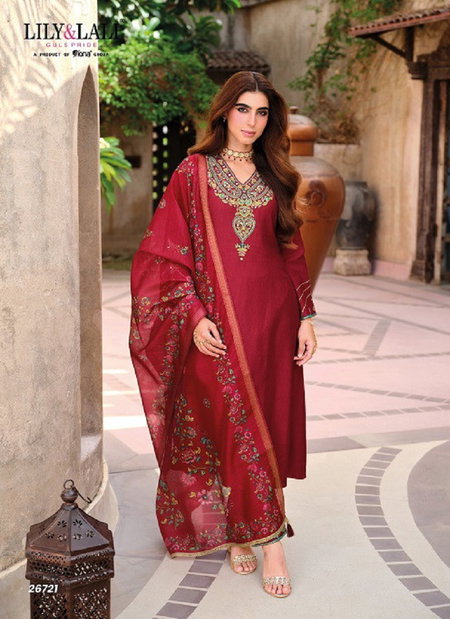 Berlin By Lily And Lali Viscose Silk Online Anarkali Kurti With Bottom Dupatta Wholesale